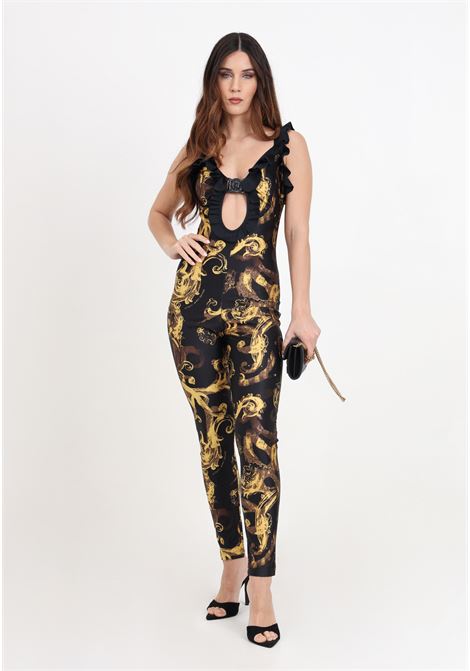 Black and gold watercolor couture women's jumpsuit VERSACE JEANS COUTURE | 76HAN001JS292G89
